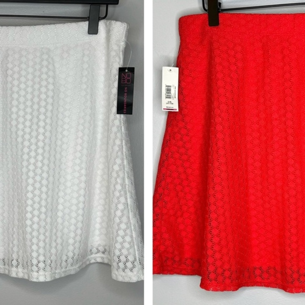 No Boundaries White and‎ Coral Lace Skater Skirts Size L (11-13) NWT